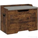 HOMCOM Bancă pentru Depozitare 103L Multifuncțională culoare Lemn cu Pernă din Țesătură Gri, 75x40x56 cm