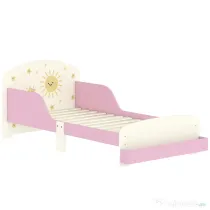 AIYAPLAY Pat copii mic, cadru cu design stele și spațiu de depozitare, roz | Aosom Romania