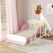 AIYAPLAY Pat copii mic, cadru cu design stele și spațiu de depozitare, roz | Aosom Romania