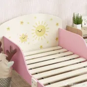 AIYAPLAY Pat copii mic, cadru cu design stele și spațiu de depozitare, roz | Aosom Romania
