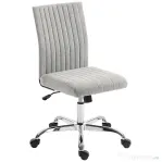 HOMCOM Scaun de Birou fără Brațe, cu Înălțime Reglabilă și Șezut Rotativ, Tapițerie din Material Textil, Gri