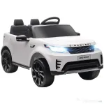 AIYAPLAY Mașină Electrică pentru Copii cu Licență Land Rover, Faruri LED, Claxon și Telecomandă, 105x68.5x58 cm, Albă