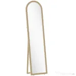 HOMCOM Oglindă de Podea și Perete Full Body cu Suport, Efect de Piatră și Formă Arcuită, 40x160 cm, Bej