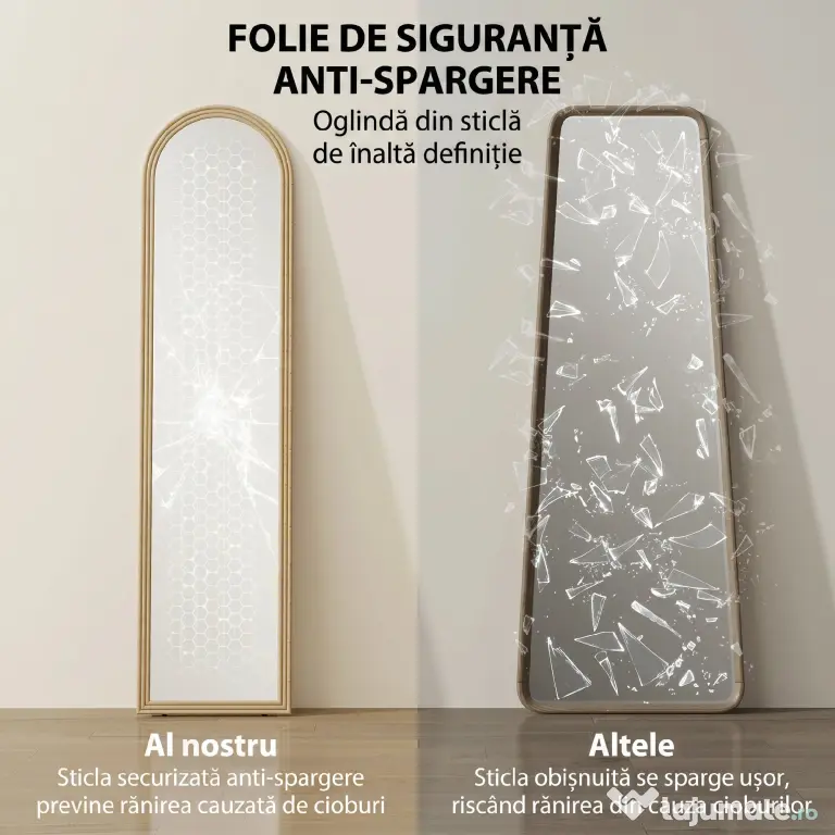 Oglindă HOMCOM de Podea și de Perete cu Suport, efect de Piatră, 40x160cm, Bej. | Aosom Romania