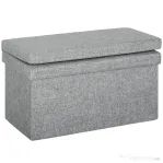 HOMCOM Bancă cu Spațiu de Depozitare Pliabilă cu Spătar și Capacitate de 77L, Tapițerie din Țesătură, 76x50x73 cm, Gri