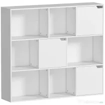 HOMCOM Bibliotecă cu Cuburi cu 6 Secțiuni Deschise și 3 Închise din Lemn Alb | Aosom Romania