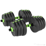 SPORTNOW Set Bară cu Greutăți 3 în 1 cu 16 Discuri din Plastic și Nisip Verde | Aosom Romania