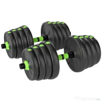 SPORTNOW Set Bară cu Greutăți 3 în 1 cu 16 Discuri din Plastic și Nisip Verde | Aosom Romania