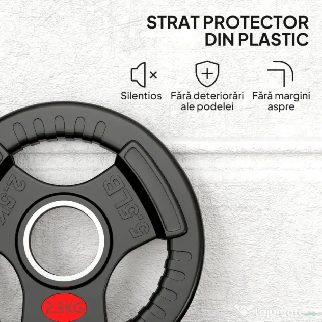 SPORTNOW Set Discuri de Greutate 2x2.5kg cu Gaură de 5cm și 3 Mânere din Oțel și Plastic | Aosom Romania