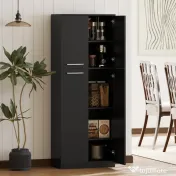 HOMCOM Mobilier de depozitare cu 2 dulapuri și rafturi reglabile din lemn negru | Aosom Romania
