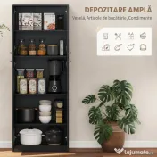 HOMCOM Mobilier de depozitare cu 2 dulapuri și rafturi reglabile din lemn negru | Aosom Romania