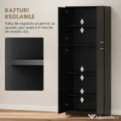 HOMCOM Mobilier de depozitare cu 2 dulapuri și rafturi reglabile din lemn negru | Aosom Romania