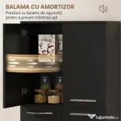 HOMCOM Mobilier de depozitare cu 2 dulapuri și rafturi reglabile din lemn negru | Aosom Romania