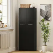 HOMCOM Mobilier de depozitare cu 2 dulapuri și rafturi reglabile din lemn negru | Aosom Romania