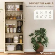 HOMCOM Mobilier de Depozitare cu 2 Dulapuri și Rafturi Reglabile din Lemn Stejar | Aosom Romania