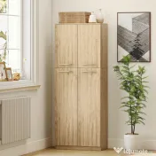 HOMCOM Mobilier de Depozitare cu 2 Dulapuri și Rafturi Reglabile din Lemn Stejar | Aosom Romania