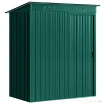 Outsunny Căsuță de Grădină 1.37m² din Metal, Montare Ușoară, Spațiu de Depozitare Unelte Grădină cu Ventilație, Ușă Culisantă, Acoperiș Înclinat și Mănuși, 159x106x181 cm, Verde | Aosom Romania