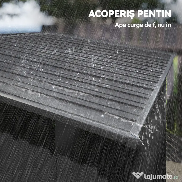 Outsunny Căsuță de Grădină 1.37m² din Metal, Montare Ușoară, Depozit pentru Unelte de Grădină cu Fante de Aer, Ușă Culisantă, Acoperiș Înclinat și Mănuși, 159x106x181 cm, Gri Închis | Aosom Romania