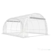 Outsunny Seră de Grădină Tip Tunel 3x4x2 m cu 2 Uși Rulabile, Seră pentru Grădină cu 4 Suporturi Diagonale, Cadru din Oțel și Acoperiș din PE, pentru Legume, Flori, Fructe, Anti-UV, Transparentă | Aosom Romania