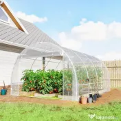 Outsunny Seră de Grădină Tip Tunel 3x4x2 m cu 2 Uși Rulabile, Seră pentru Grădină cu 4 Suporturi Diagonale, Cadru din Oțel și Acoperiș din PE, pentru Legume, Flori, Fructe, Anti-UV, Transparentă | Aosom Romania