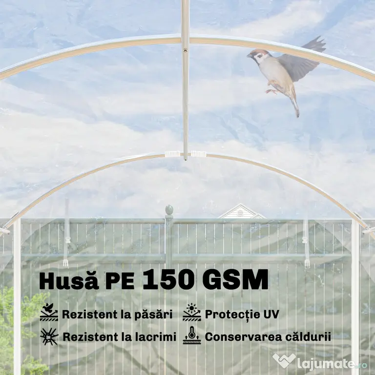 Outsunny Seră de Grădină Tip Tunel 3x4x2 m cu 2 Uși Rulabile, Seră pentru Grădină cu 4 Suporturi Diagonale, Cadru din Oțel și Acoperiș din PE, pentru Legume, Flori, Fructe, Anti-UV, Transparentă | Aosom Romania