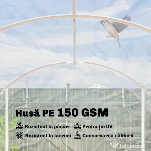 Outsunny Seră de Grădină Tip Tunel 3x4x2 m cu 2 Uși Rulabile, Seră pentru Grădină cu 4 Suporturi Diagonale, Cadru din Oțel și Acoperiș din PE, pentru Legume, Flori, Fructe, Anti-UV, Transparentă | Aosom Romania