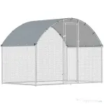 PawHut Țarc pentru Găini din Metal, Mare, cu Acoperire Impermeabilă și Anti-UV, Țarc Exterior cu Ușă Blocabilă, pentru 5-8 Găini, Argintiu | Aosom Romania