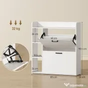 HOMCOM Dulap pentru pantofi slim cu 2 sertare rabatabile și 3 rafturi, Capacitate 15 perechi, 83x24x90.5 cm, Alb | Aosom Romania