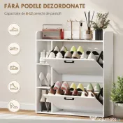 HOMCOM Dulap pentru pantofi slim cu 2 sertare rabatabile și 3 rafturi, Capacitate 15 perechi, 83x24x90.5 cm, Alb | Aosom Romania