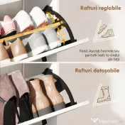 HOMCOM Dulap pentru pantofi slim cu 2 sertare rabatabile și 3 rafturi, Capacitate 15 perechi, 83x24x90.5 cm, Alb | Aosom Romania