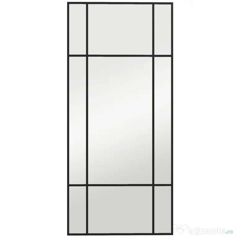 HOMCOM Oglindă de Perete Stil Fereastră cu Montaj Vertical și Orizontal, 110x50cm, Negru