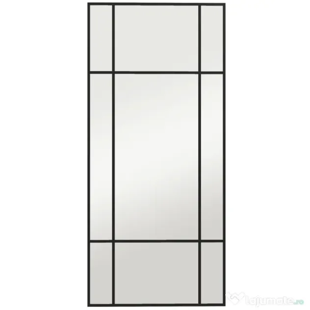 HOMCOM Oglindă de Perete Stil Fereastră cu Montaj Vertical și Orizontal, 110x50cm, Negru