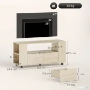 HOMCOM Suport pentru TV de 42" cu Roți Pivotante și Frână, Rafturi Ajustabile și Sertare, 102x34.5x48.5 cm, Lemn | Aosom Romania