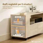 HOMCOM Suport pentru TV de 42" cu Roți Pivotante și Frână, Rafturi Ajustabile și Sertare, 102x34.5x48.5 cm, Lemn | Aosom Romania