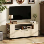HOMCOM Suport pentru TV de 42" cu Roți Pivotante și Frână, Rafturi Ajustabile și Sertare, 102x34.5x48.5 cm, Lemn | Aosom Romania