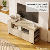 HOMCOM Suport pentru TV de 42" cu Roți Pivotante și Frână, Rafturi Ajustabile și Sertare, 102x34.5x48.5 cm, Lemn | Aosom Romania