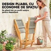 Outsunny Set de 2 Scaune de Grădină din Ratan PE, Scaune Pliabile de Exterior, Structură din Lemn de Salcâm, pentru Balcon, Terasă, Suport până la 160 kg, Gri | Aosom Romania
