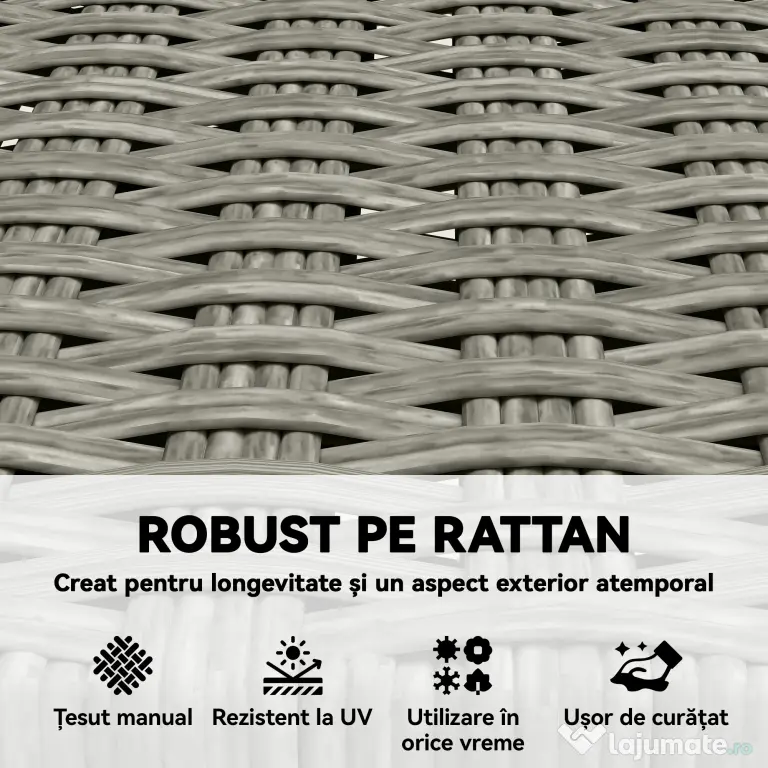 Outsunny Set de 2 Scaune de Grădină din Ratan PE, Scaune Pliabile de Exterior, Structură din Lemn de Salcâm, pentru Balcon, Terasă, Suport până la 160 kg, Gri | Aosom Romania