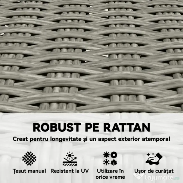 Outsunny Set de 2 Scaune de Grădină din Ratan PE, Scaune Pliabile de Exterior, Structură din Lemn de Salcâm, pentru Balcon, Terasă, Suport până la 160 kg, Gri | Aosom Romania