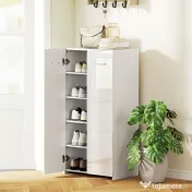 HOMCOM Dulap pentru Pantofi Lucios, Mobilier Modern cu Rafturi Reglabile pentru Hol, Coridor, Capacitate 10 Perechi, Alb | Aosom Romania 