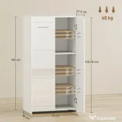 HOMCOM Dulap pentru Pantofi Lucios, Mobilier Modern cu Rafturi Reglabile pentru Hol, Coridor, Capacitate 10 Perechi, Alb | Aosom Romania 