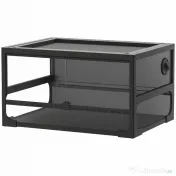 PawHut Terariu pentru Reptile Ridicat și Pliabil 60x45x32 cm cu Încuietoare, Ușă pentru Alimentare, Ventilație și Vizualizare la 360°, Terariu cu Plasă Metalică pentru Șopârle, Păianjeni, Șerpi, Negru | Aosom Romania 