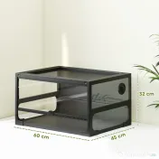 PawHut Terariu pentru Reptile Ridicat și Pliabil 60x45x32 cm cu Încuietoare, Ușă pentru Alimentare, Ventilație și Vizualizare la 360°, Terariu cu Plasă Metalică pentru Șopârle, Păianjeni, Șerpi, Negru | Aosom Romania 