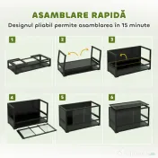 PawHut Terariu pentru Reptile Ridicat și Pliabil 60x45x32 cm cu Încuietoare, Ușă pentru Alimentare, Ventilație și Vizualizare la 360°, Terariu cu Plasă Metalică pentru Șopârle, Păianjeni, Șerpi, Negru | Aosom Romania 