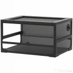 PawHut Terariu Ridicat și Pliabil cu Capac și Pereți din Sticlă Securizată și Plastic, 60x45x32 cm, Negru