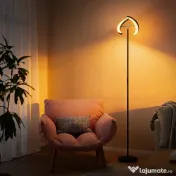 HOMCOM Lampă de Podea Dimmerabilă cu Telecomandă și Dublă Cap Girevole la 350°, Lampă de Podea cu Reglare Temperatură Culoare 2700K-6000K, pentru Sufragerie și Cameră, Negru | Aosom Romania 