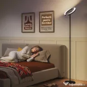HOMCOM Lampă de Podea Dimmerabilă cu Telecomandă și Dublă Cap Girevole la 350°, Lampă de Podea cu Reglare Temperatură Culoare 2700K-6000K, pentru Sufragerie și Cameră, Negru | Aosom Romania 