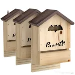 PawHut Set de 3 Căsuțe pentru Lilieci din Lemn de Brad, 21,5x11,5x34 cm, Lemn Natural