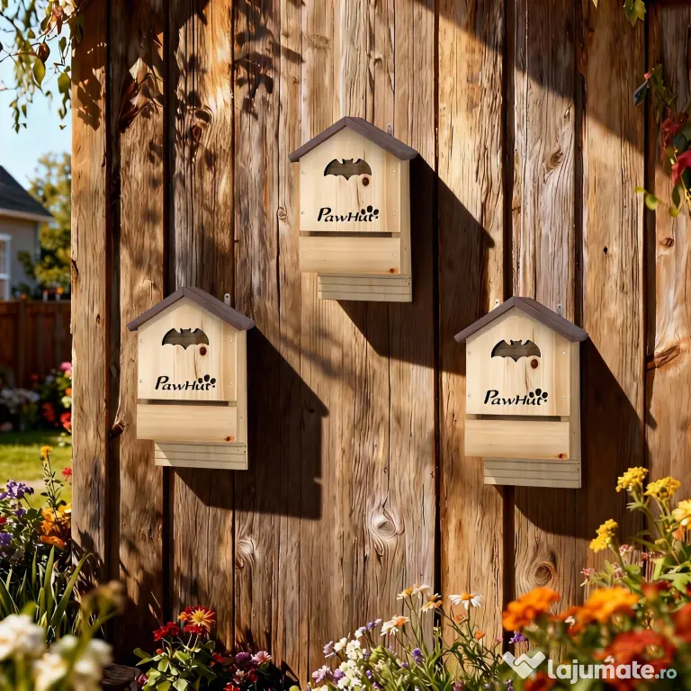 PawHut Set de 3 Căsuțe pentru Lilieci din Lemn de Brad, Adăpost pentru Lilieci pentru Grădină și Exterior, Ușor de Montat, 21.5x11.5x34 cm | Aosom Romania