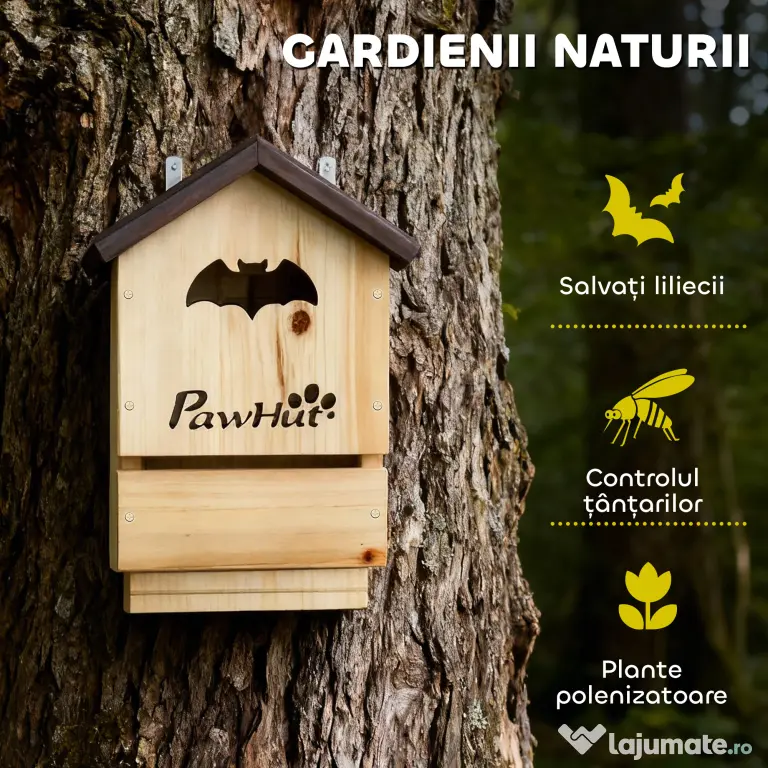 PawHut Set de 3 Căsuțe pentru Lilieci din Lemn de Brad, Adăpost pentru Lilieci pentru Grădină și Exterior, Ușor de Montat, 21.5x11.5x34 cm | Aosom Romania